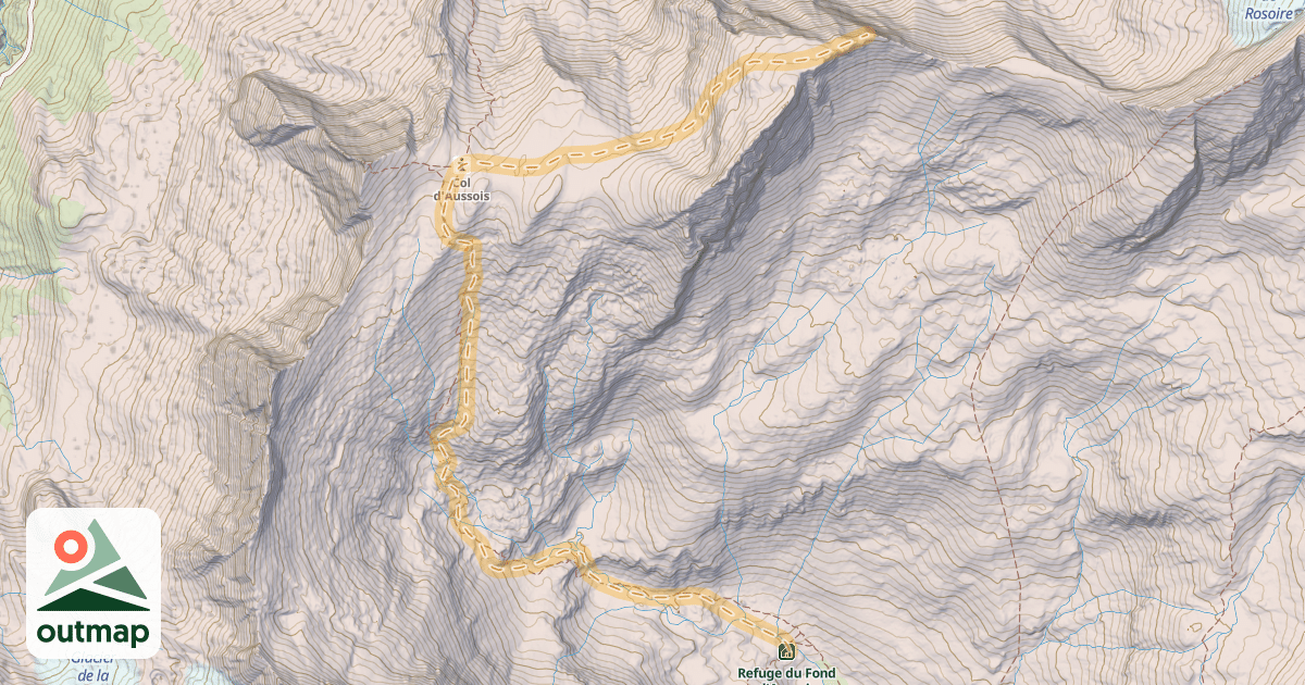 Map of La Tête d'Aussois — Refuge du Fond d'Aussois
