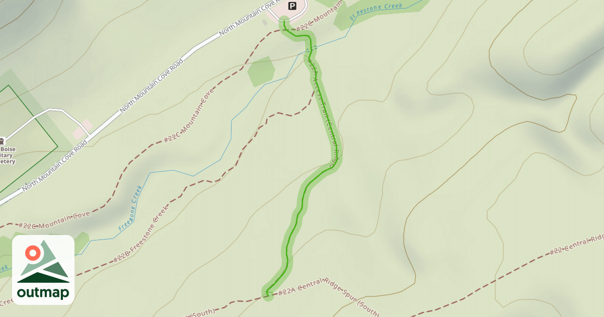 Map of #22A Access Trail (Central Ridge)