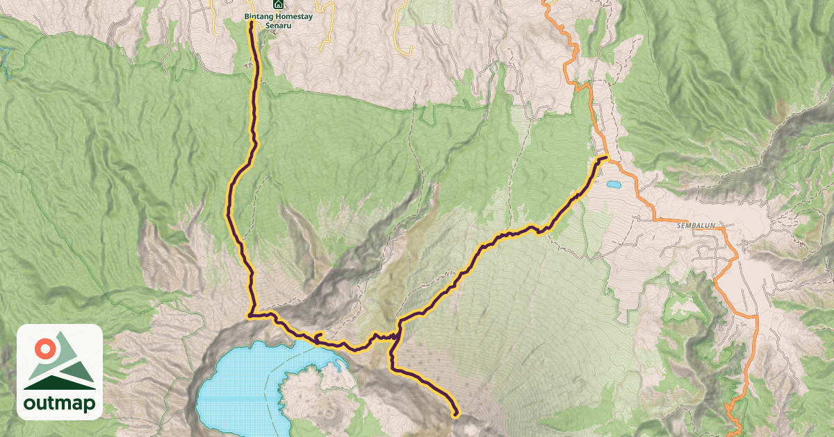 Map of Mount Rinjani Trek