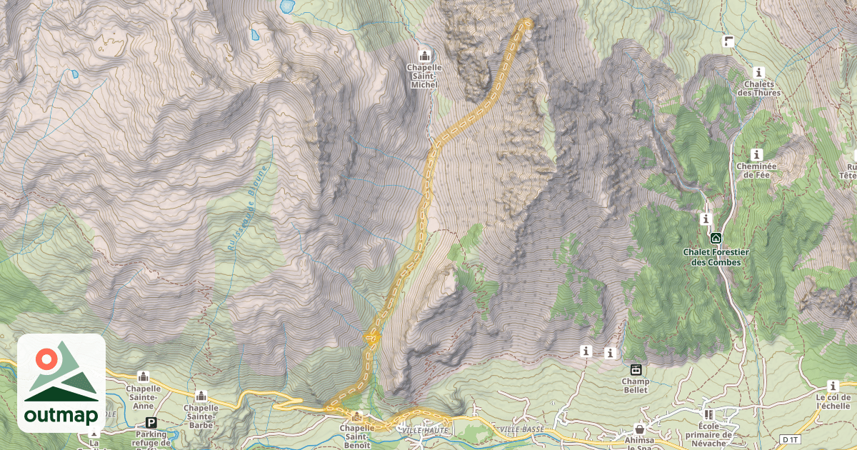 Map of Crête de la Charmette — Névache