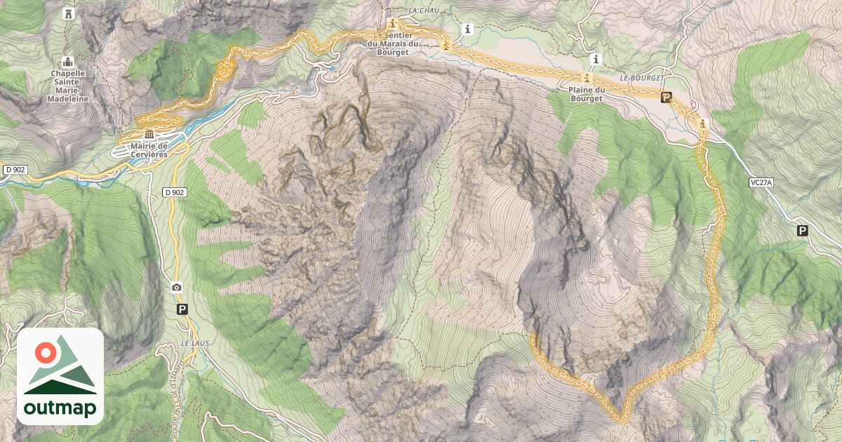 Map of Cime de la Charvie — Cervières