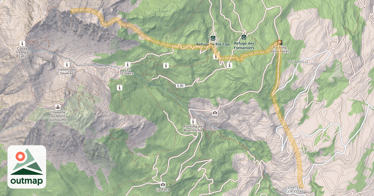 Map of Crête de l'Arpion — Château-de-Caléyère