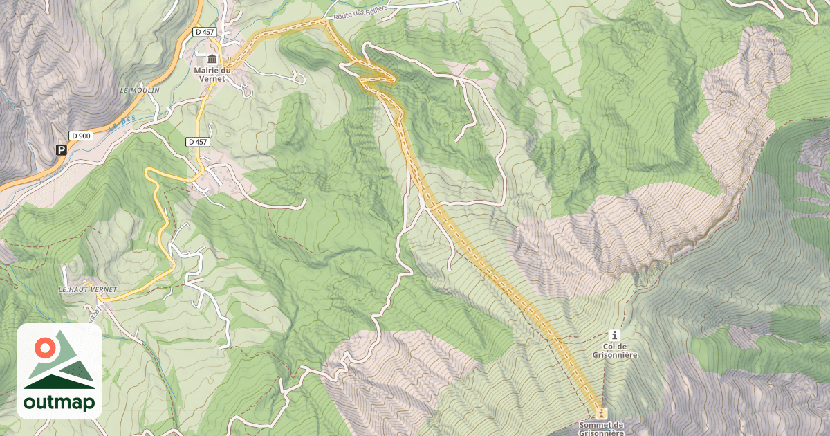 Map of Sommet de Grisonnière — Le Vernet