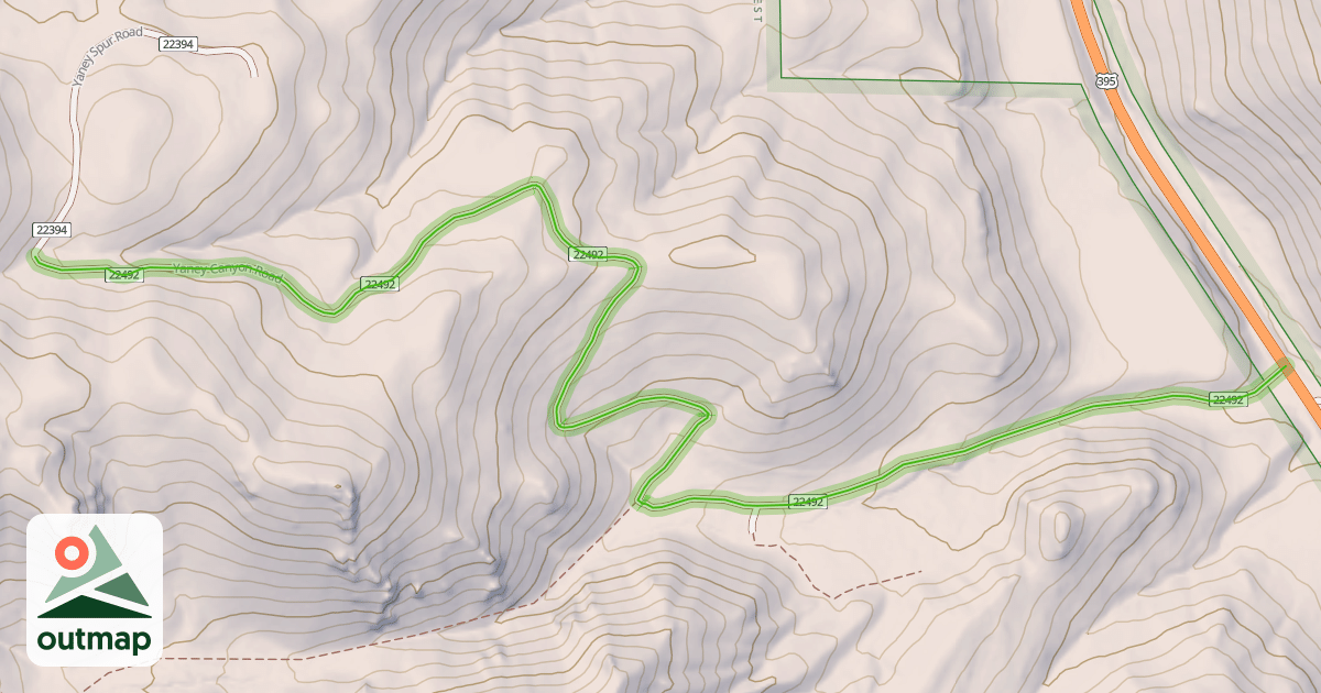Map of Yaney Canyon Road