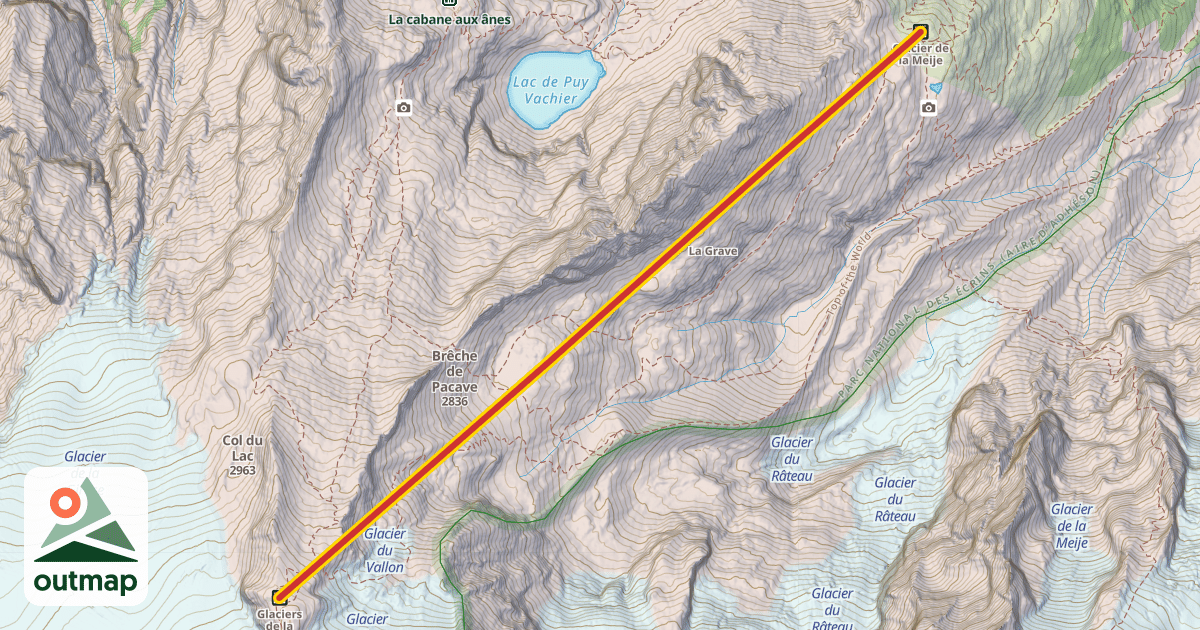 Map of Glaciers de La Meije II