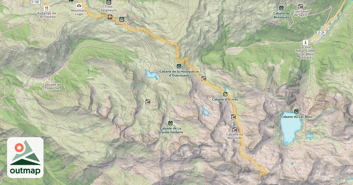 Map of Pene det Pouri — Station de Hautacam - Col de Tramassel ou de Buraou