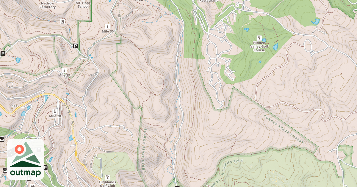 Map of Laurel Highlands Snowmobile Trail (Southern)