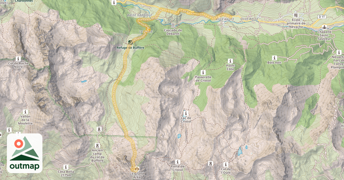 Map of Le Grand Area — Refuge de la Buffère