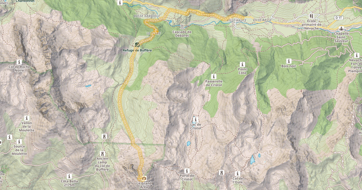 Map preview of Le Grand Area — Refuge de la Buffère