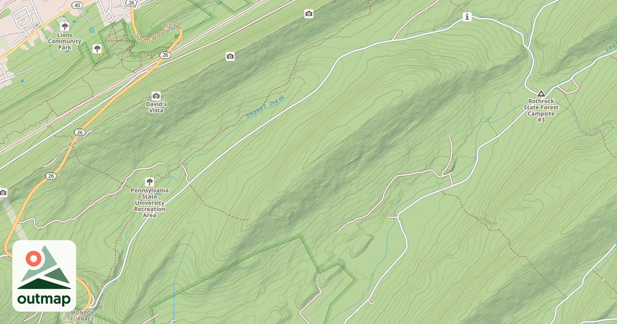 Map of Rothrock State Forest Seven Mountains Snowmobile Trails