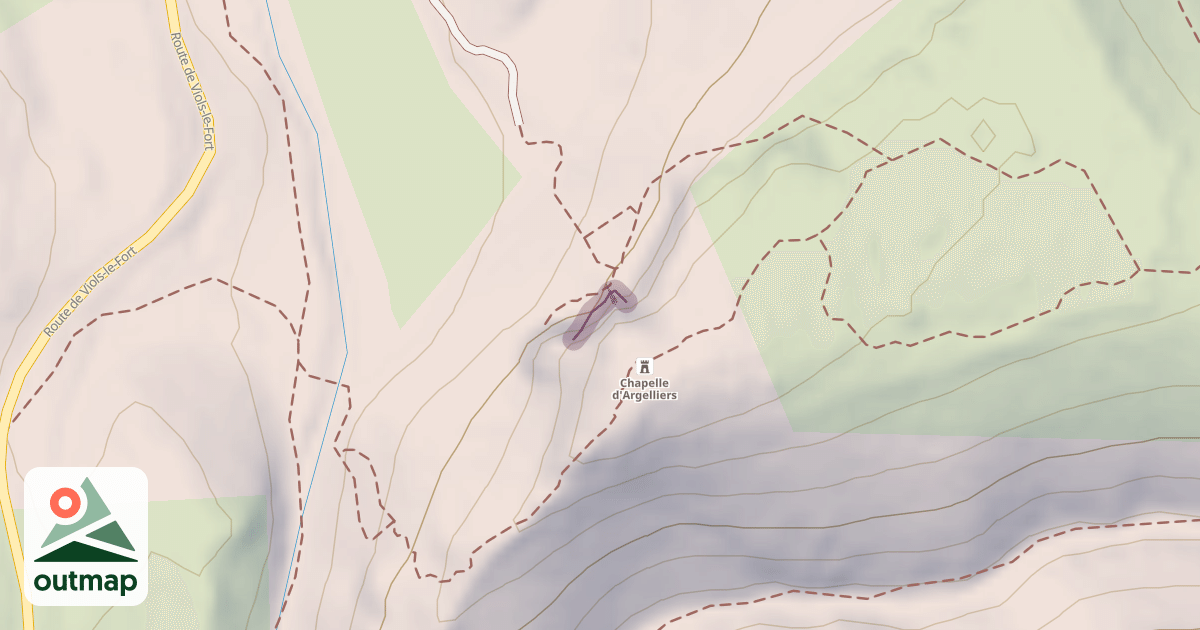 Map of Rocher de Saugras secteur central
