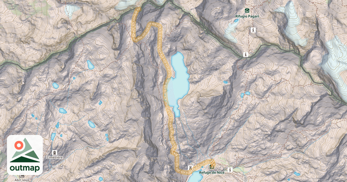 Map of Cime du Gélas — Refuge de Nice