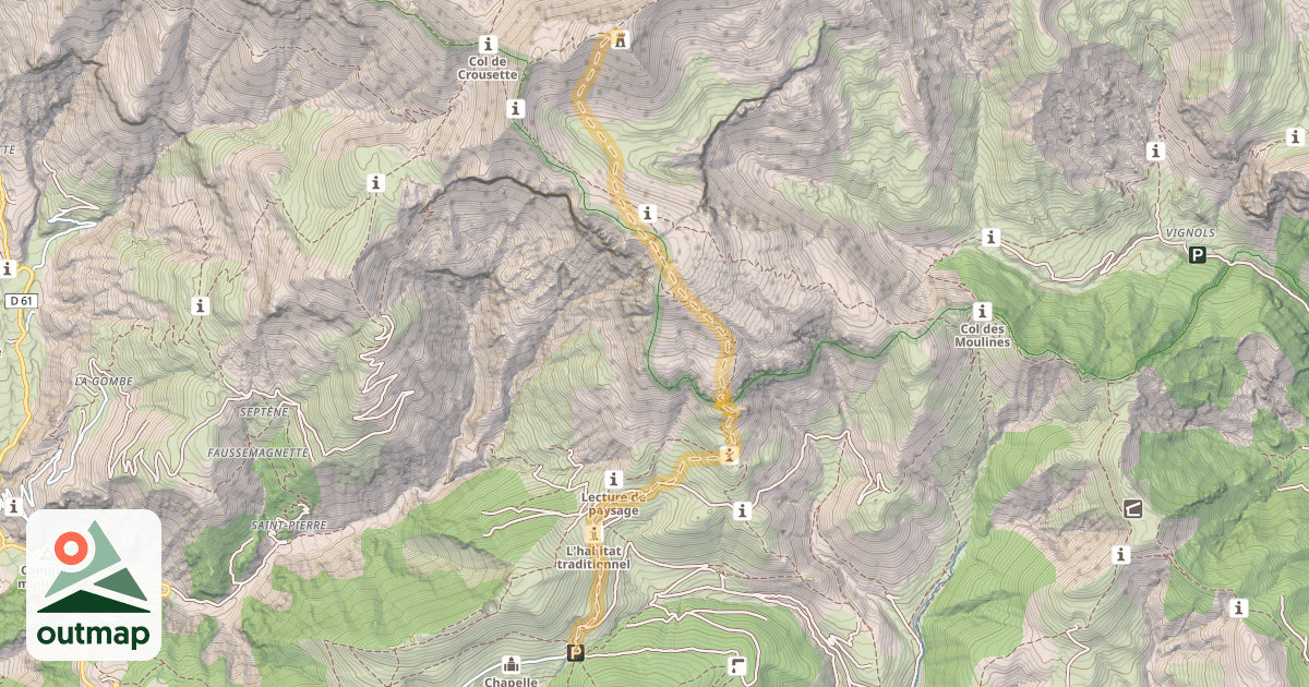 Map of Le Petit Mounier — Col de l'Espaule