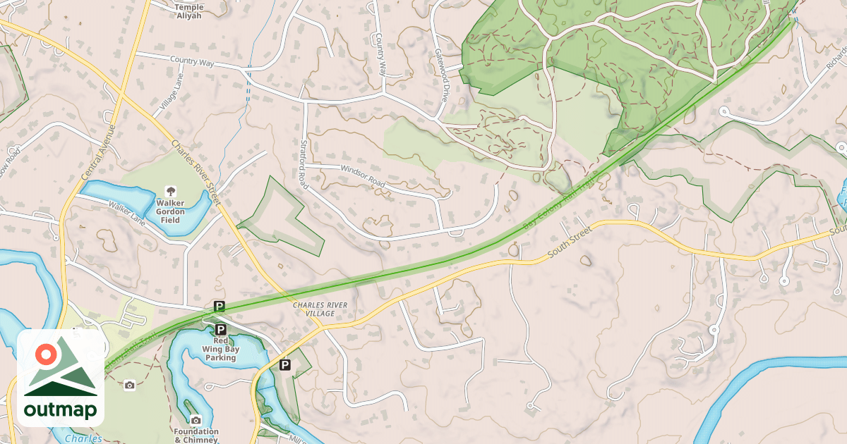 Map of Bay Colony Rail Trail