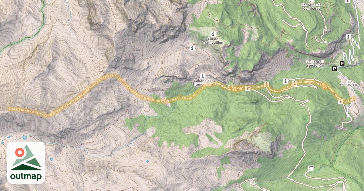 Map of Crête de Rougnoux — Le Ponteil