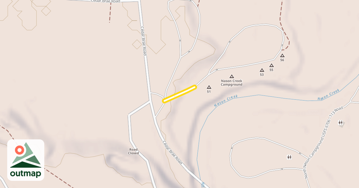 Map of West Nason Campground USFS 6706 - 112 Road
