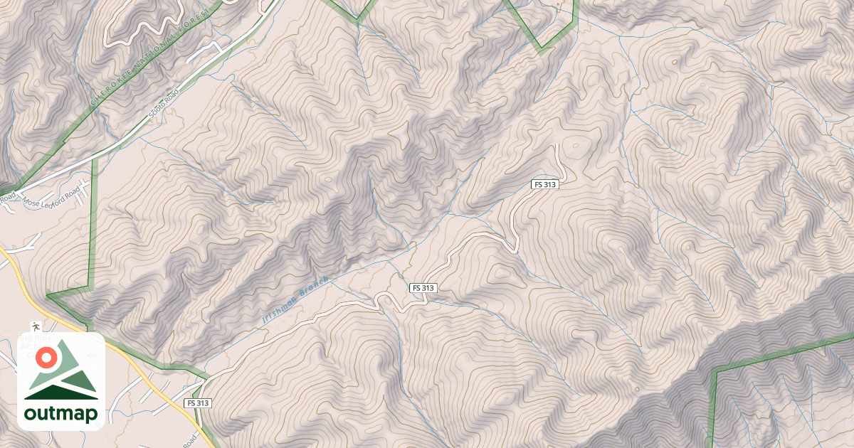 Map of IRISHMAN BRANCH