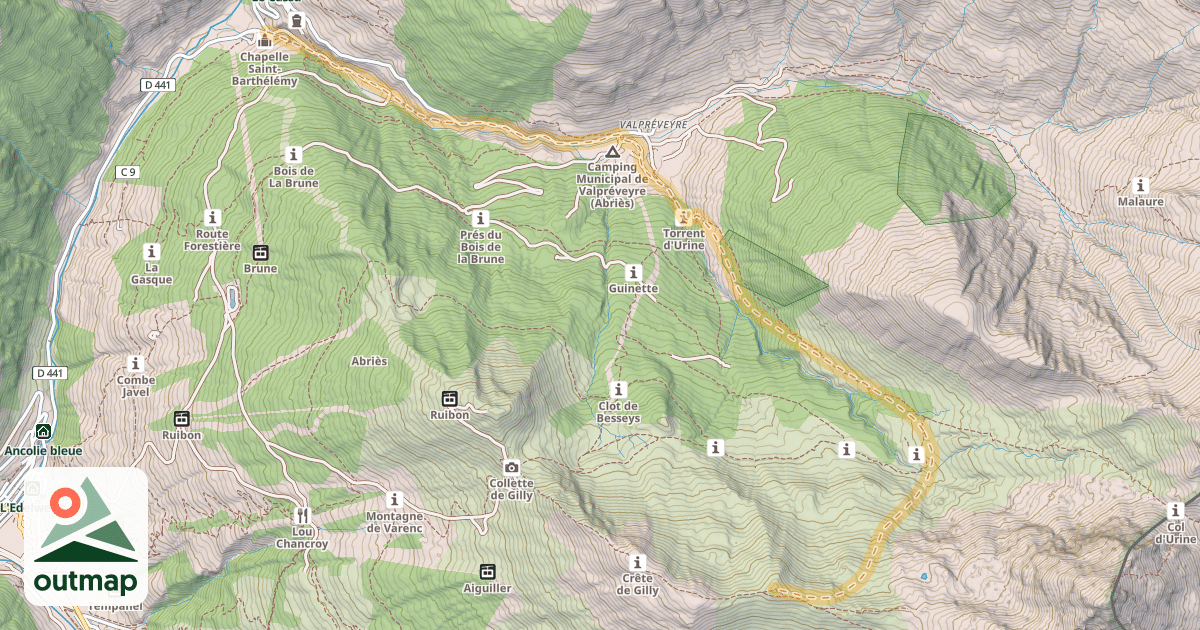 Map of Crête de Peyra Plata — Le Roux