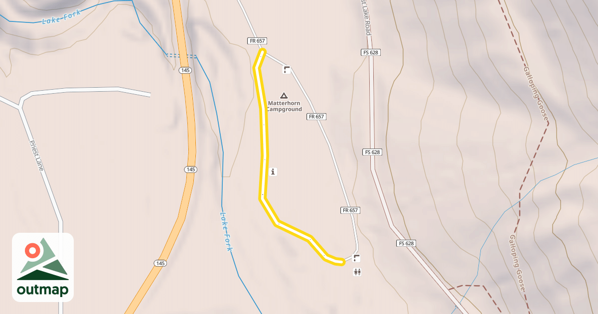 Map of Matterhorn Campground Road