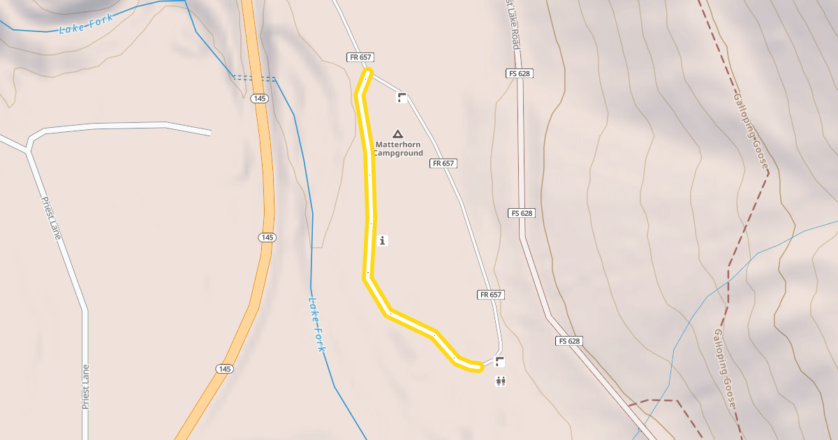 Map preview of Matterhorn Campground Road
