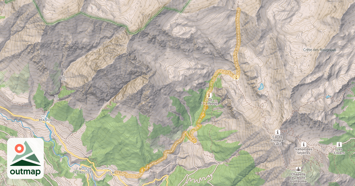 Map of Col de Reyssas — Les Méans
