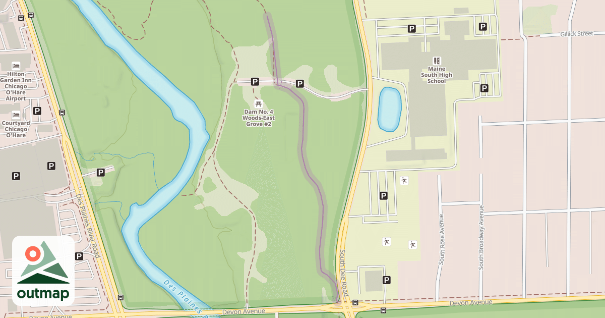 Map of Des Plaines River Trail YellowUnaved