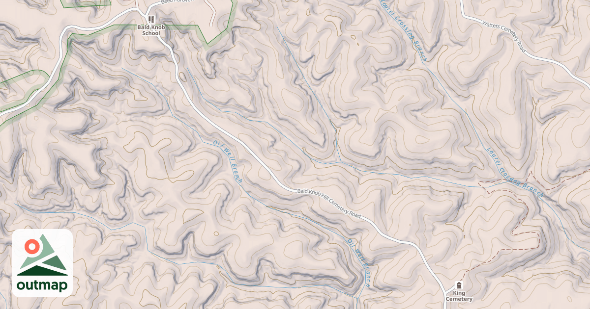 Map of Bald Knob-Hill Cemetery Trail (Aka Ledbetter Road)