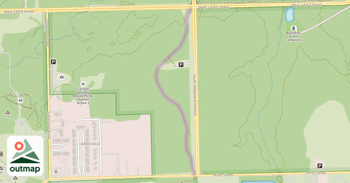 Map of Tinley Creek Red Paved Loop