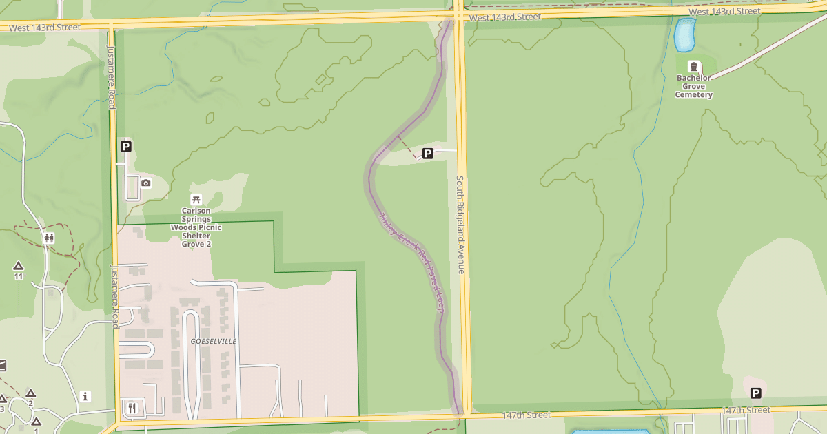Map preview of Tinley Creek Red Paved Loop