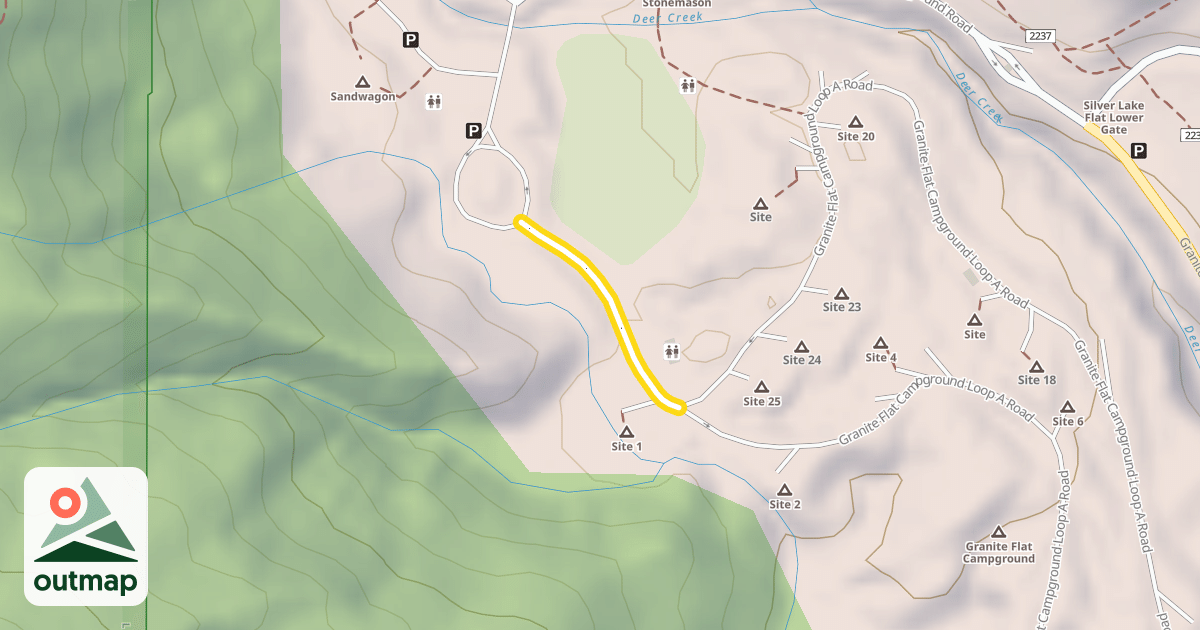 Map of Granite Flat Campground Loop A Road