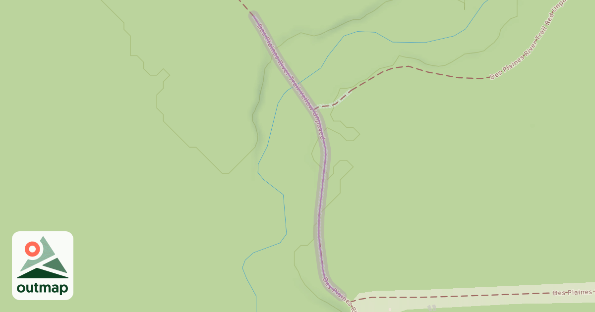 Map of Des Plaines River Trail Yellow Unpaved