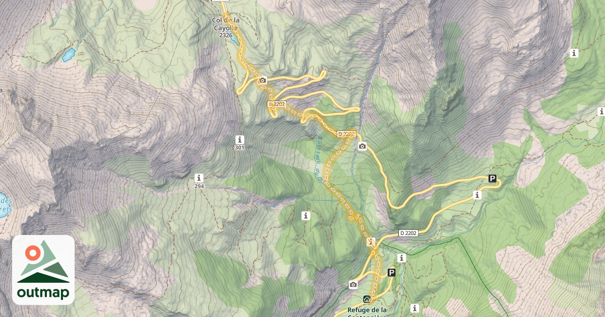 Map of Col de la Cayolle — Refuge de la Cantonnière
