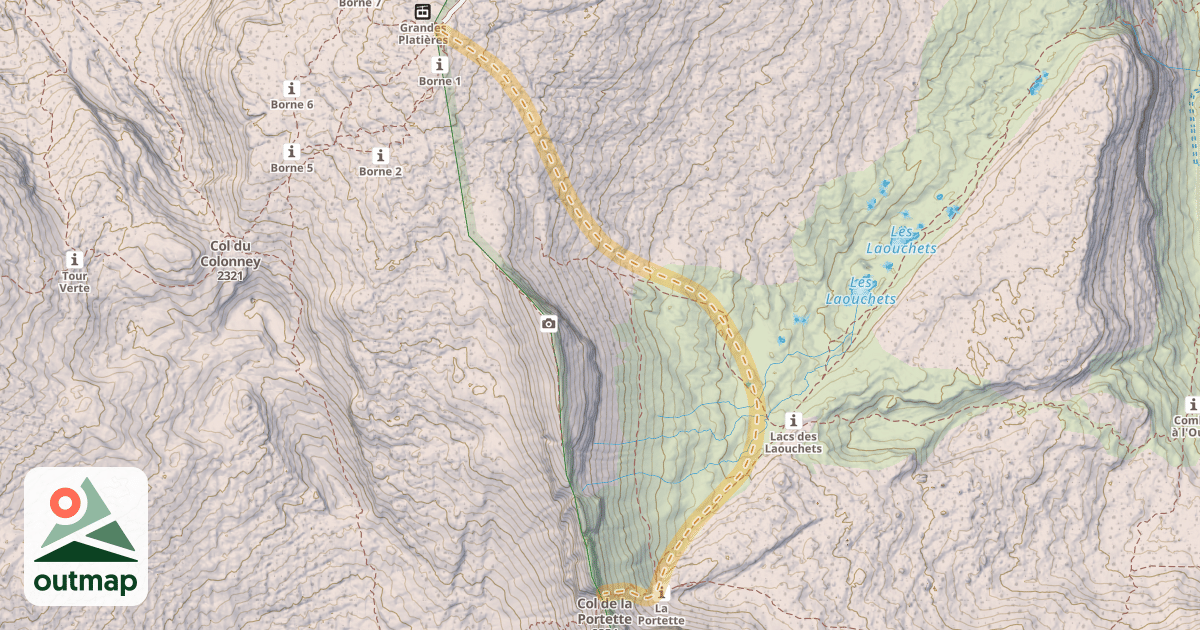 Map of Col de la Portette — Les Grandes Platières