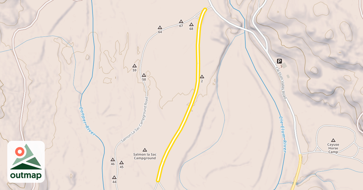 Map of Salmon La Sac Campground Road