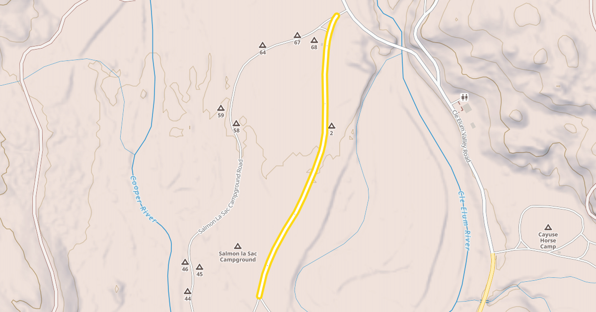 Map preview of Salmon La Sac Campground Road
