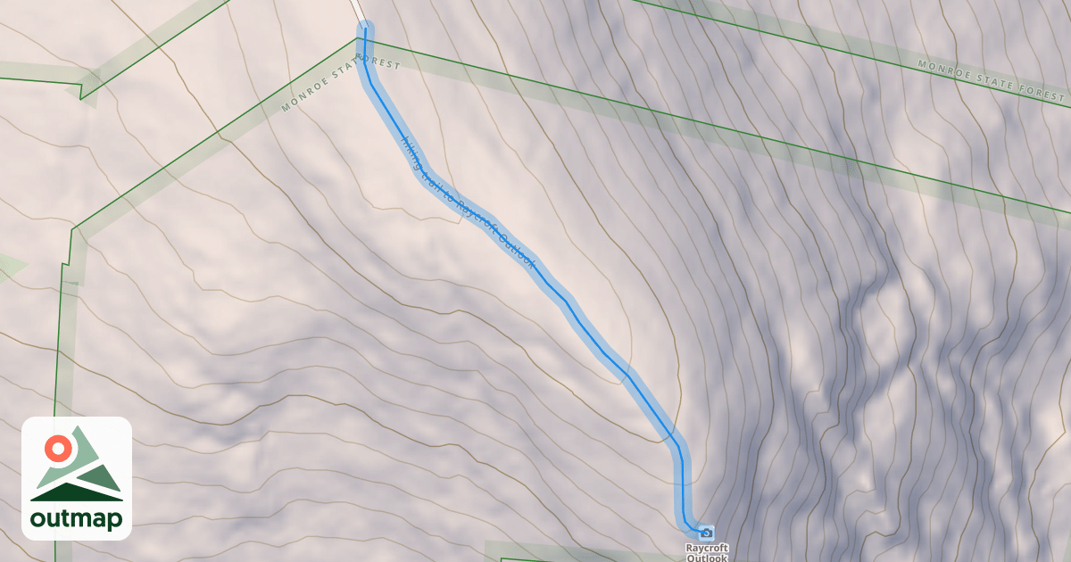 Map of hiking trail to Raycroft Outlook