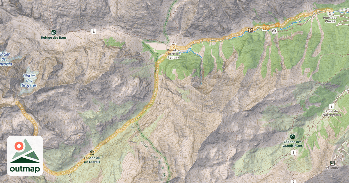 Map of Col du Loup de Valgaudemar — Pont des Places