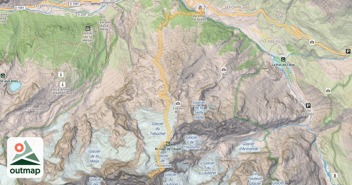 Map of Meije Orientale — Villard d'Arêne