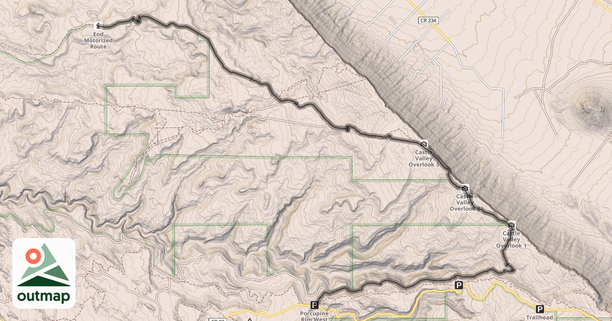 Map of Porcupine Rim 4x4 Trail