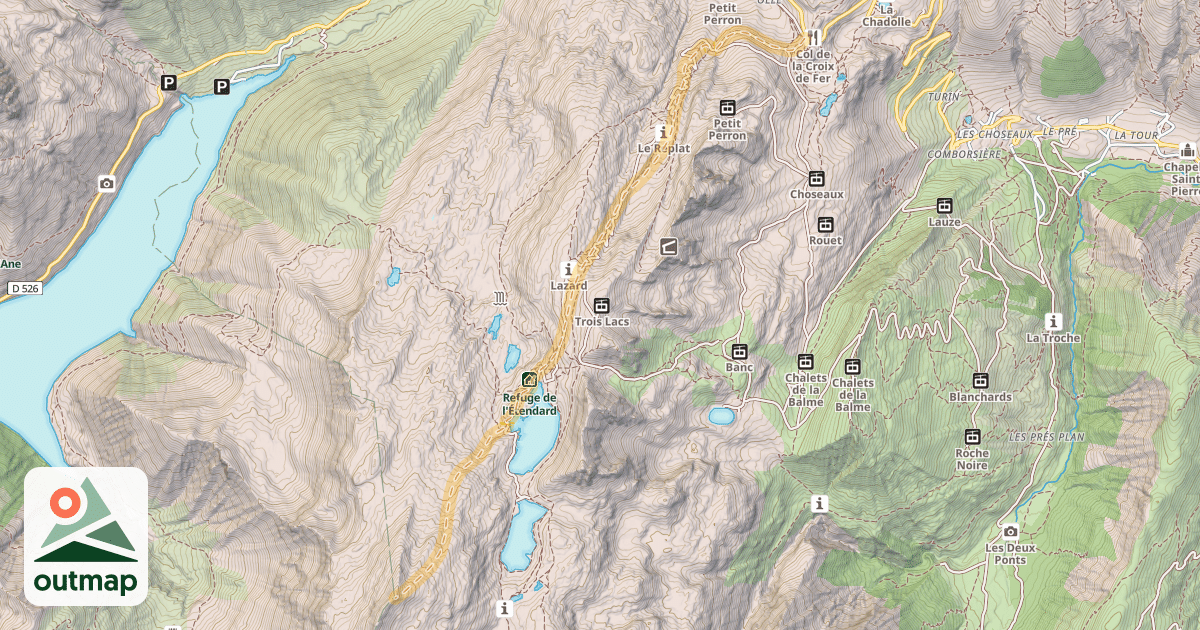 Map of Aiguille de Laisse — Col de la Croix-de-Fer