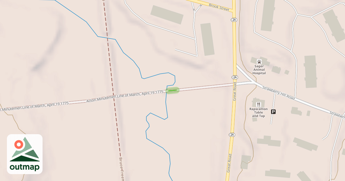 Map of Acton Minutemen Line of March, April 19 1775