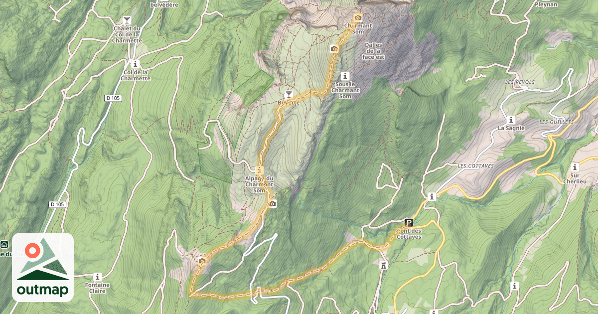 Map of Charmant Som — Pont des Cottaves