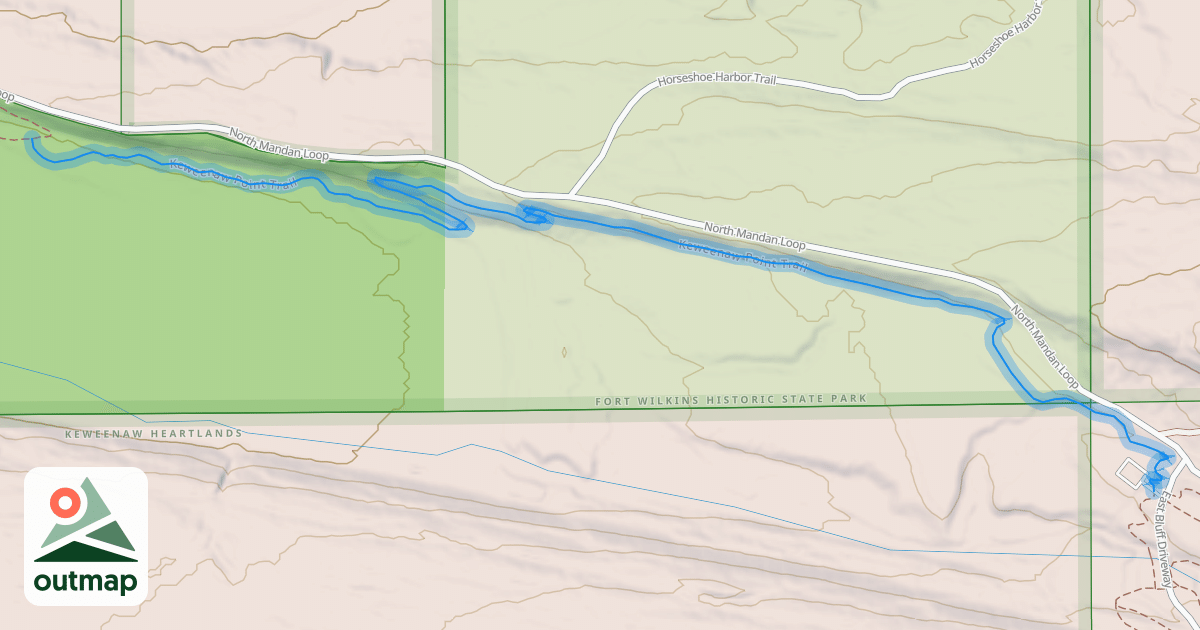 Map of Keweenaw Point Trail (Mud Lake - East Bluff)