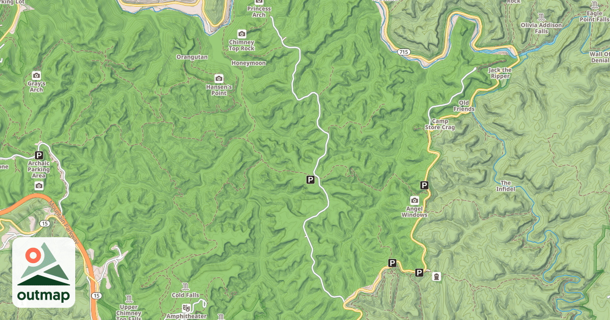 Map of CHIMNEY TOP RIDGE