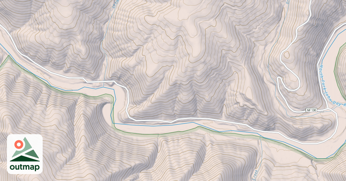 Map of NORTH FORK RIVER ROAD