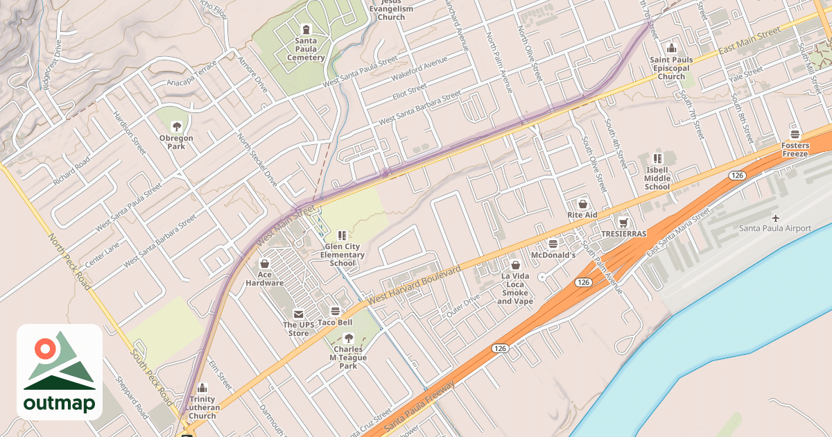 Map of Santa Paula Bike Trail