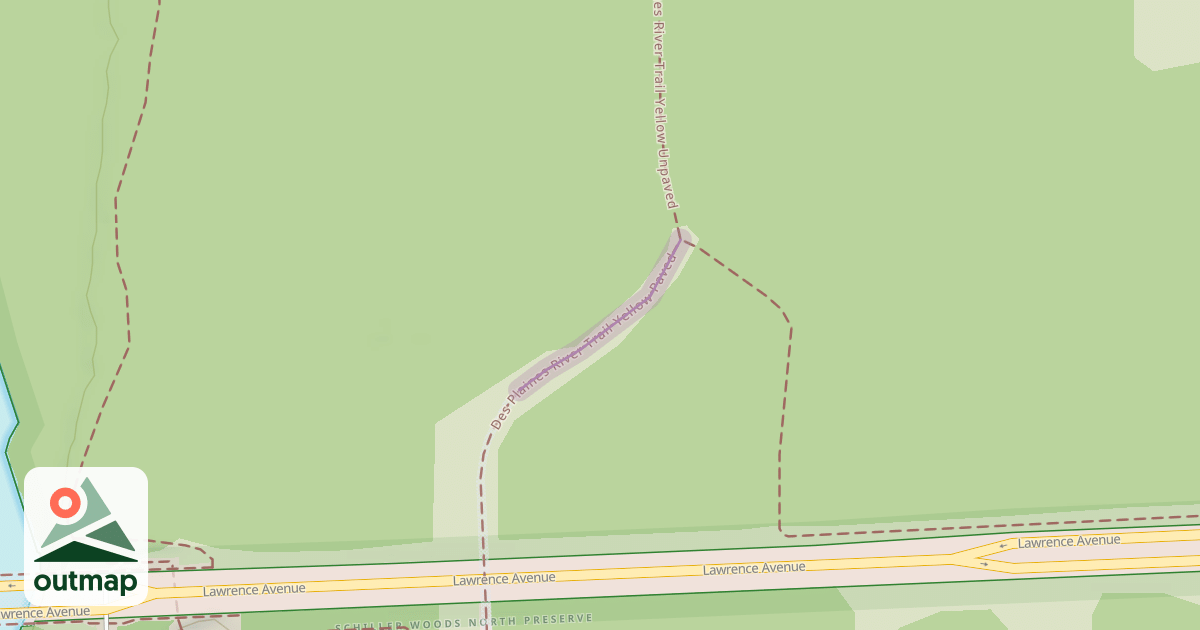 Map of Des Plaines River Trail Yellow Paved