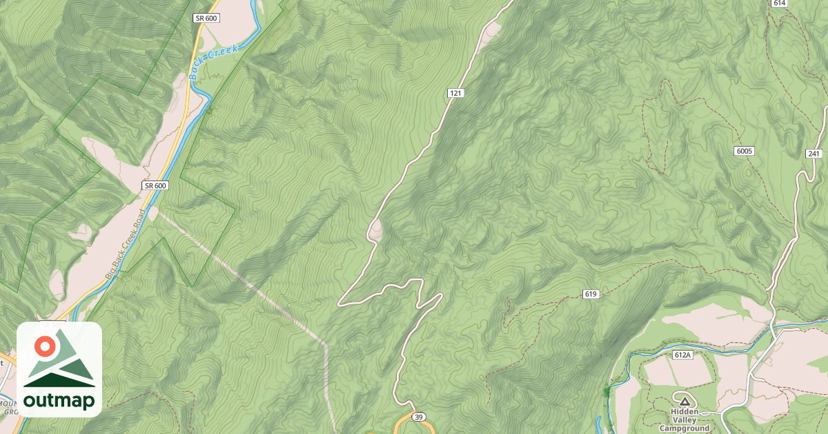 Map of BACK CREEK MOUNTAIN