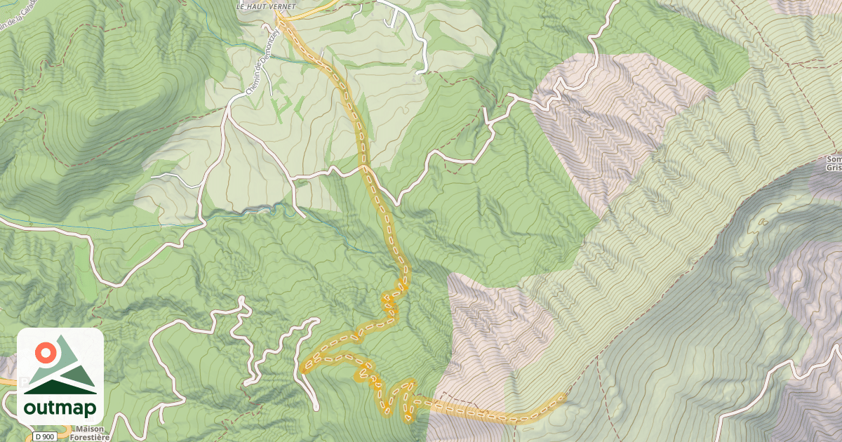 Map of Montagne de l'Ubac — Le Haut-Vernet