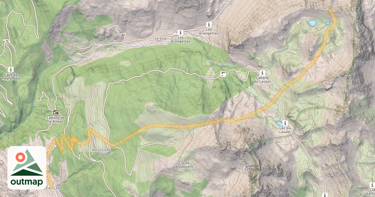 Map of Crête de Patégou — Le Villard